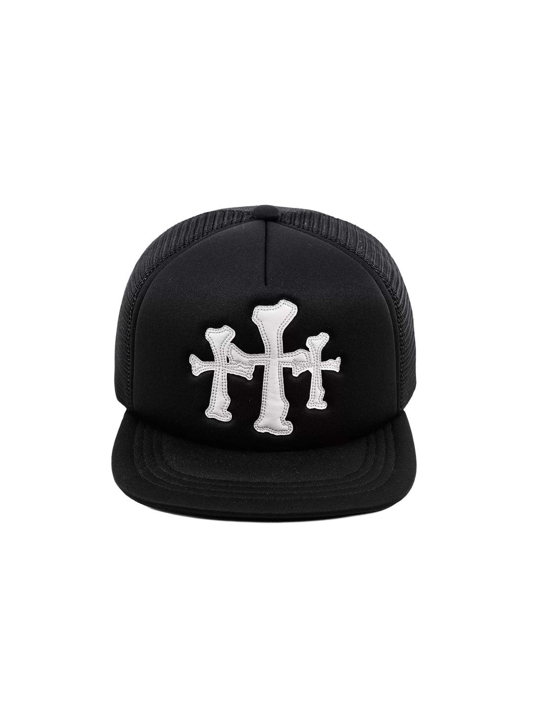 LIBERAFIT Crossbones Leather Patch Trucker Cap | Face 3 Face