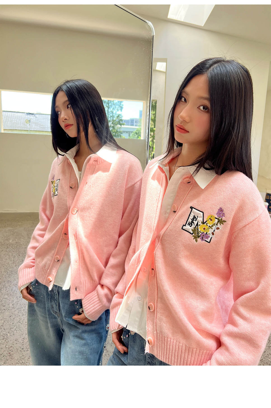 MEDM Floral Embroidered Knit Cardigan | Face 3 Face