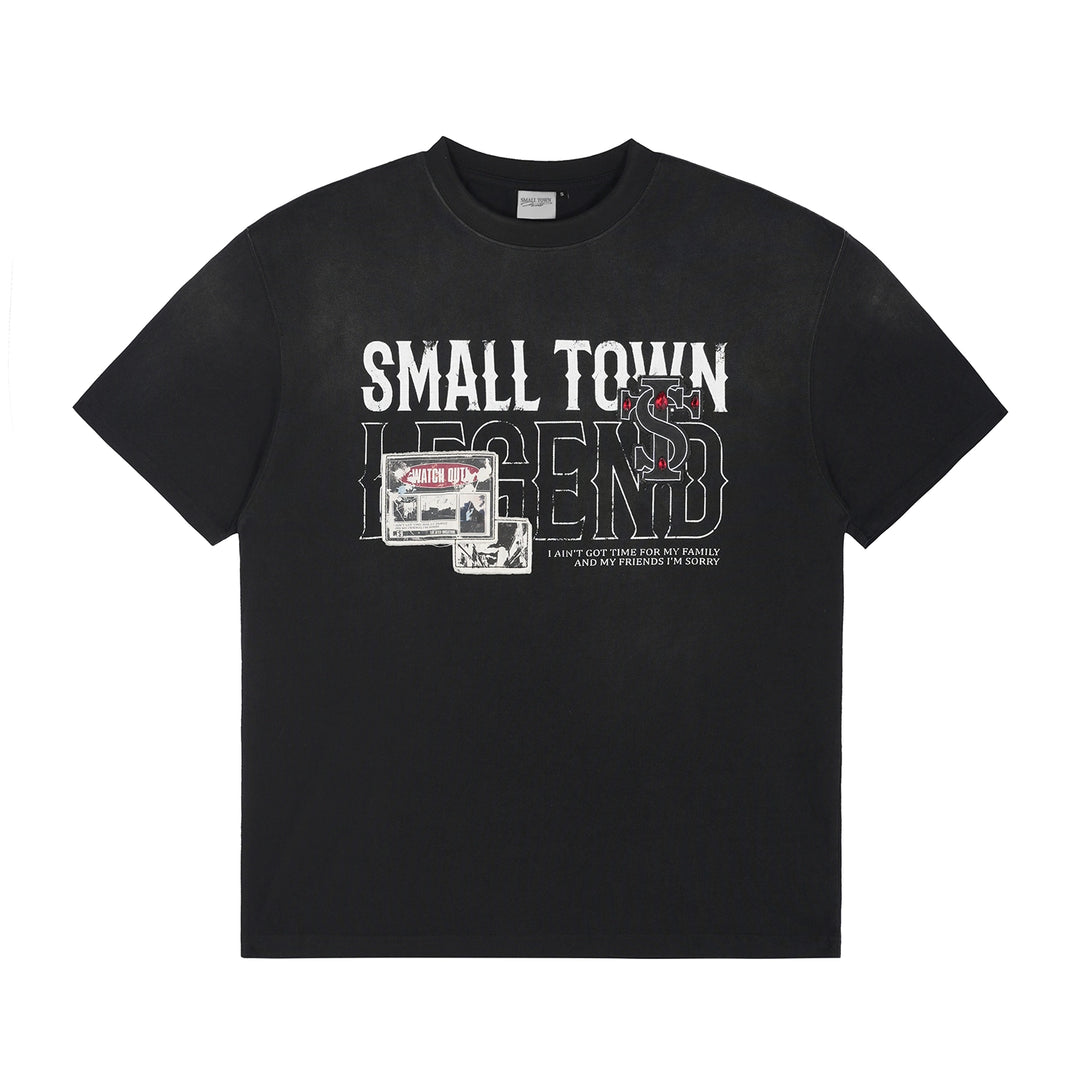 Small Town Kid Washed Imitation Ruby Patch Tee | Face 3 Face