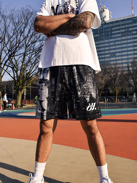 JUST VIBE Big City Graphic Mesh Basketball Shorts | Face 3 Face
