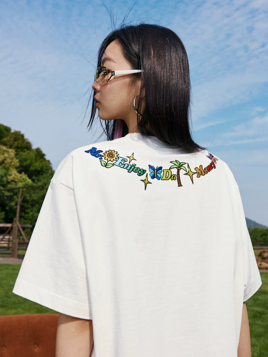 MEDM Butterfly Embroidered Neckline Tee | Face 3 Face