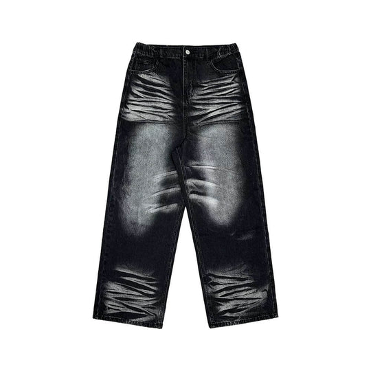 EVETS Whisker Washed Faded Baggy Jeans | Face 3 Face