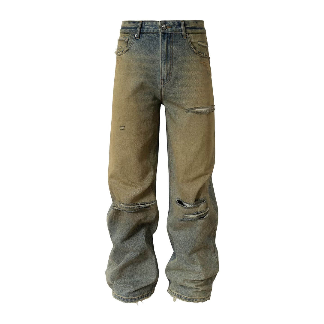 YADcrew Baroque Embroidered Distressed Wash Slight Flare Jeans | Face 3 Face