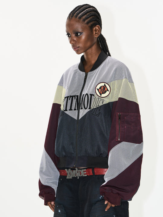 BLIND NO PLAN Mesh Double-Layer Contrast Badge MA-1 Jacket | Face 3 Face