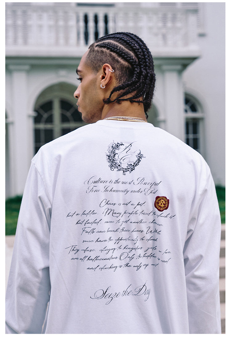 Remedy Wax Seal Handwritten Letter Print Long Sleeve Tee | Face 3 Face