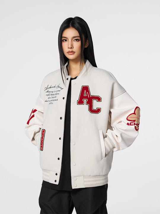 Racer varsity jacket | Embroidery Varsity Jacket | Face 3 Face