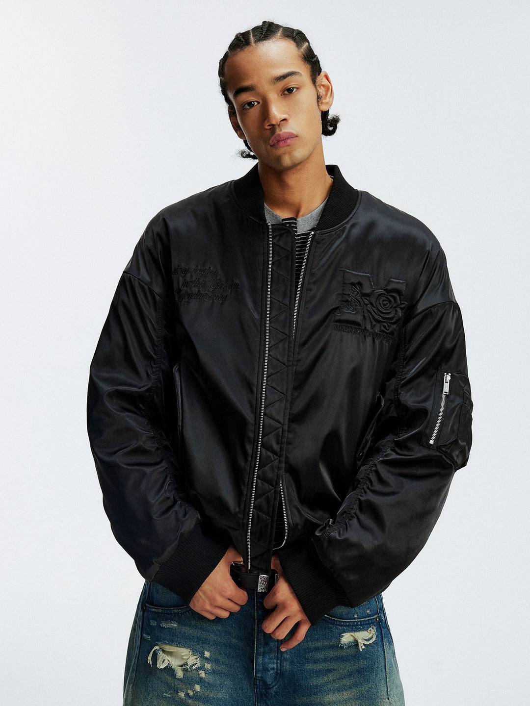 MEDM 3D Rose Foam MA-1 Bomber Jacket | Face 3 Face