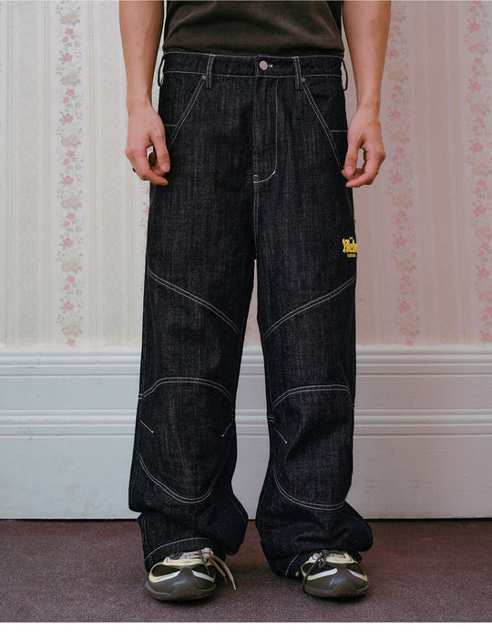 MEDM Reconstructed Contrast Stitch Baggy Jeans | Face 3 Face