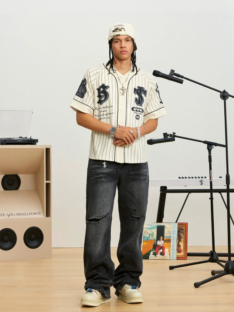 Small Town Kid Striped Baseball Shirt | Face 3 Face