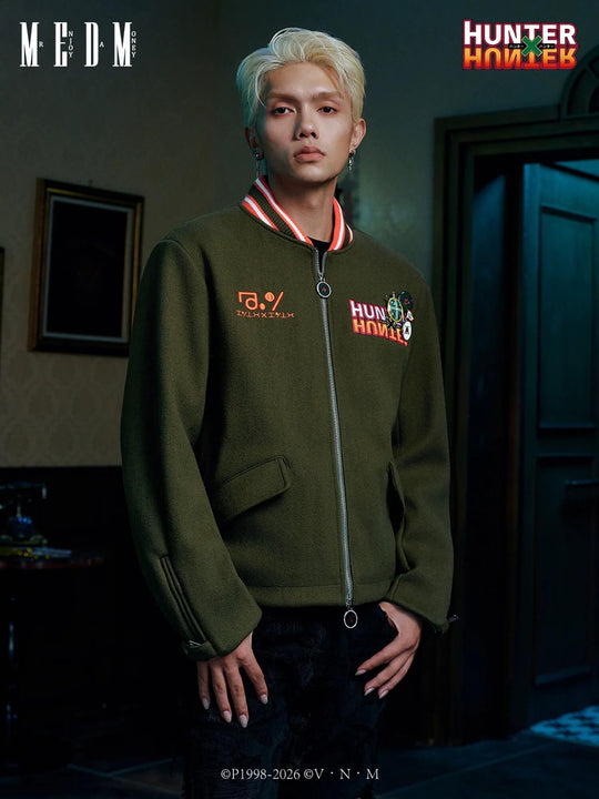MEDM × HUNTER×HUNTER Logo Embroidered Badge Tweed Jacket