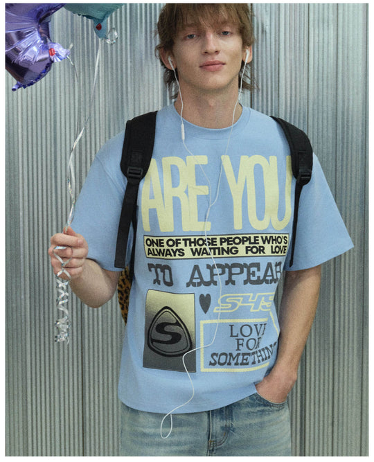 S45 Contrast Color Slogan Print Short Sleeve Tee | Face 3 Face