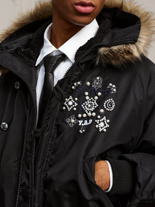 YADcrew Faux Fur Hood N-2B Bomber Jacket | Face 3 Face