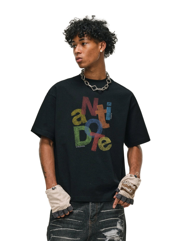ANTIDOTE Colorful Crayon Print Tee | Face 3 Face