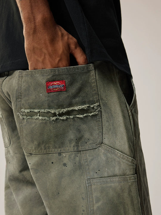 Remedy Kiss Mark Distressed Hole Work Painter Shorts | Face 3 Face