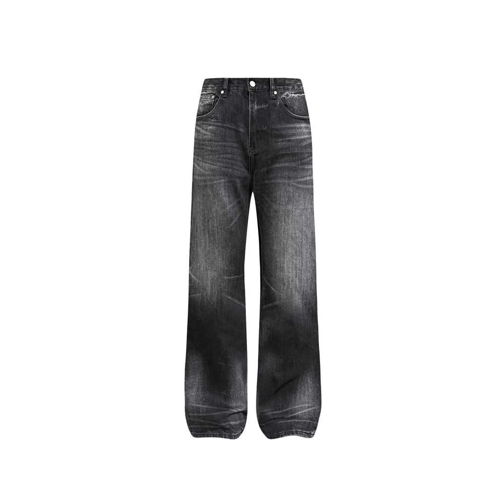 S45 Vintage Whisker Wash Distressed Slub Denim Jeans