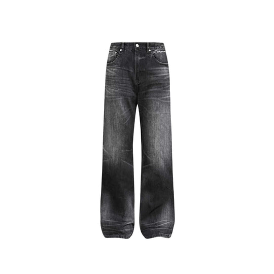S45 Vintage Whisker Wash Distressed Slub Denim Jeans