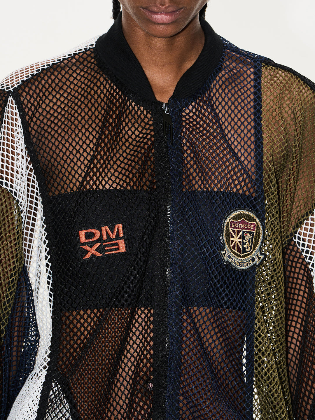BLIND NO PLAN Colorblocked Mesh Embroidered Jersey Track Jacket | Face 3 Face