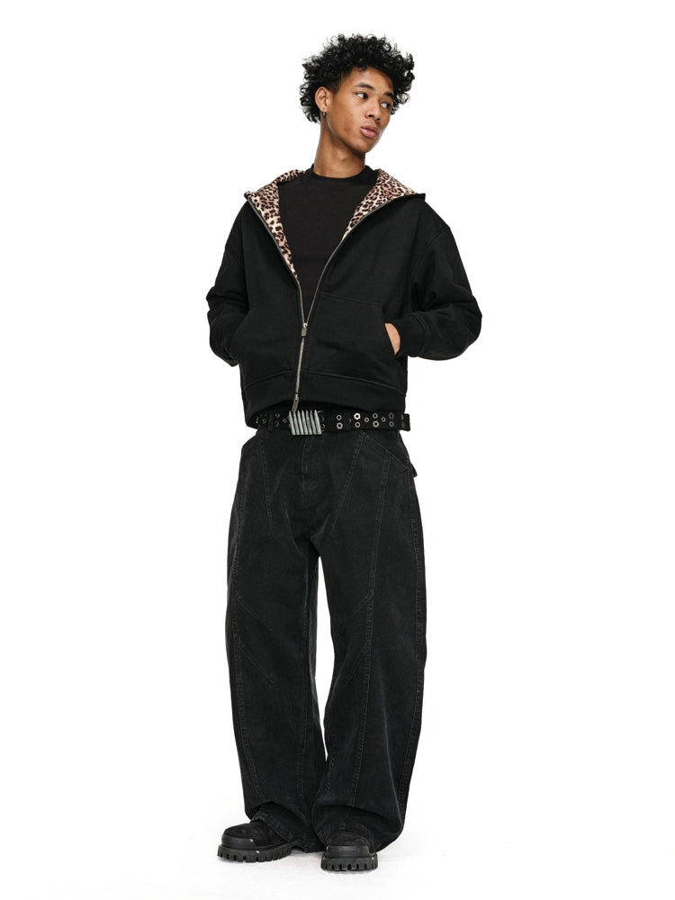 ANTIDOTE Leopard Print Lined Double-Zip Hoodie | Face 3 Face