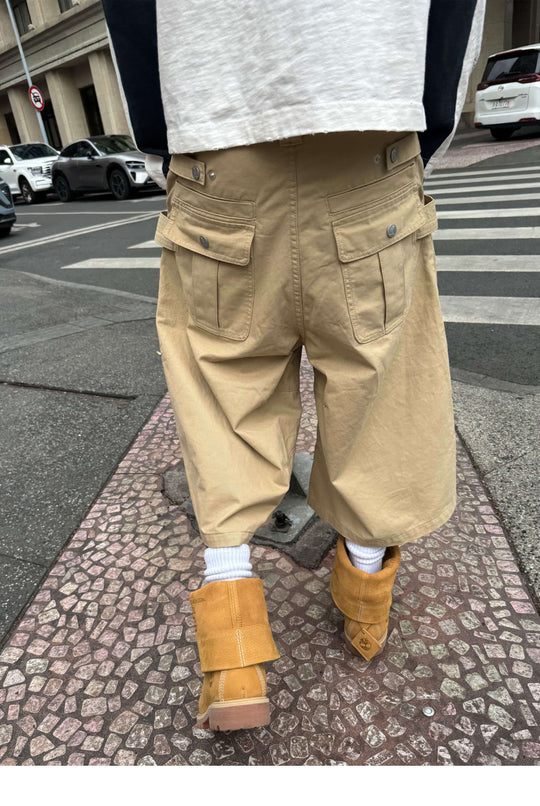 STEEPC Double Hammer Loop Button Fly Baggy Shorts | Face 3 Face