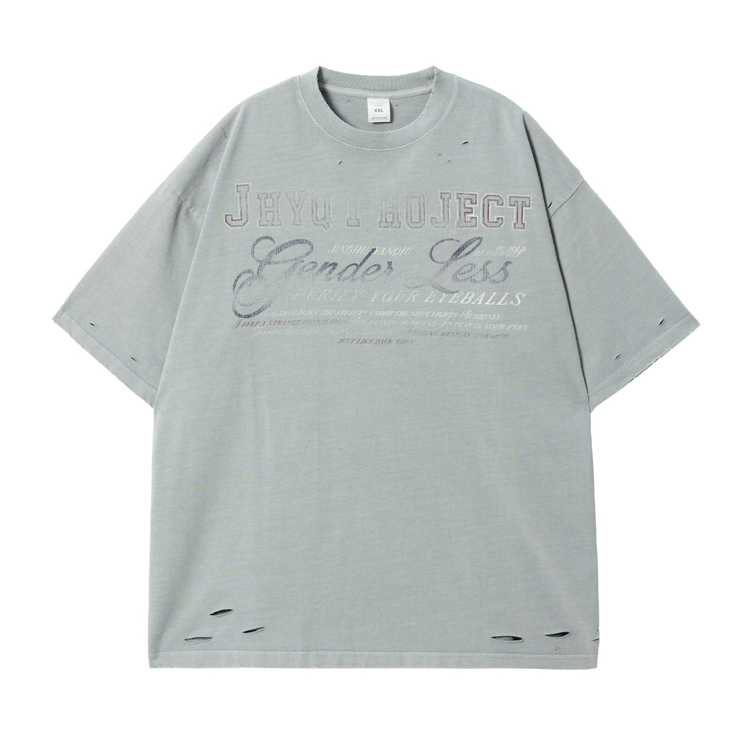 JHYQ Vintage Print Washed Distressed Tee | Face 3 Face