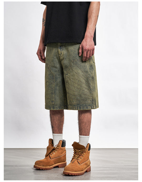 F3F Select Double Knee Line Stitch Denim Shorts | Face 3 Face