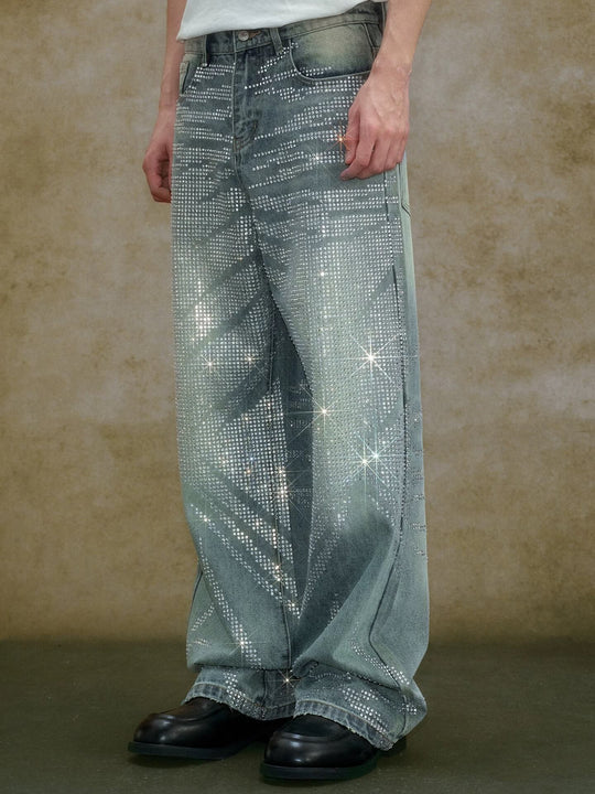 YADcrew Jeweled Rhinestone Whisker Washed Jeans | Face 3 Face