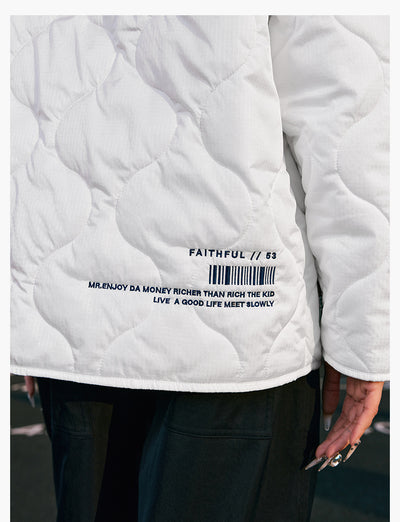 MEDM Embroidered Typography Quilting Jacket | Face 3 Face