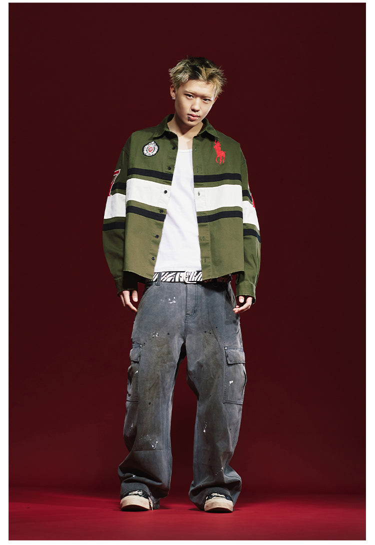 Remedy 3D Embroidered Striped Long Sleeve Shirt | Face 3 Face