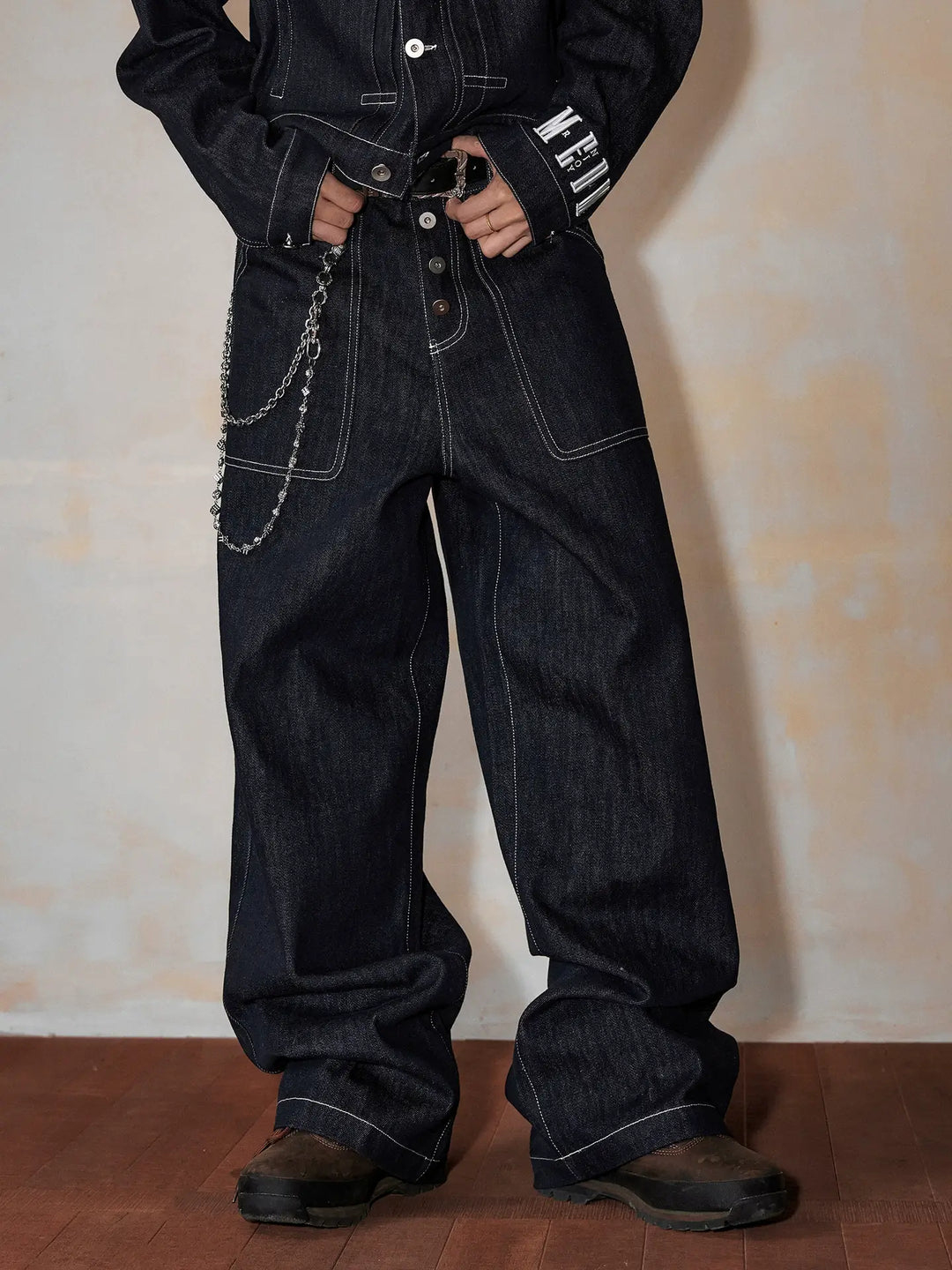 MEDM Denim Baggy Baker Pants | Face 3 Face