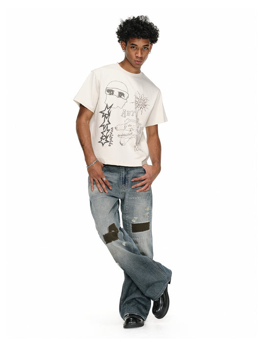 ANTIDOTE Washed Patched Jeans | Face 3 Face
