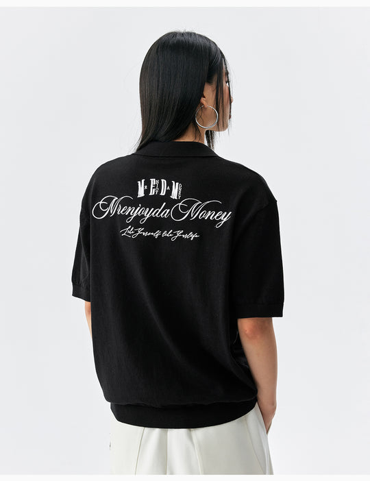 MEDM Handwriting Embroidery Knit Polo | Face 3 Face