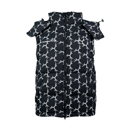 TGFCLUB Full Print Slim Hooded Down Vest | Face 3 Face