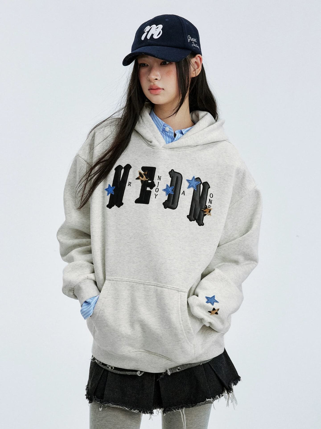MEDM Star Logo Leather Patch Hoodie | Face 3 Face