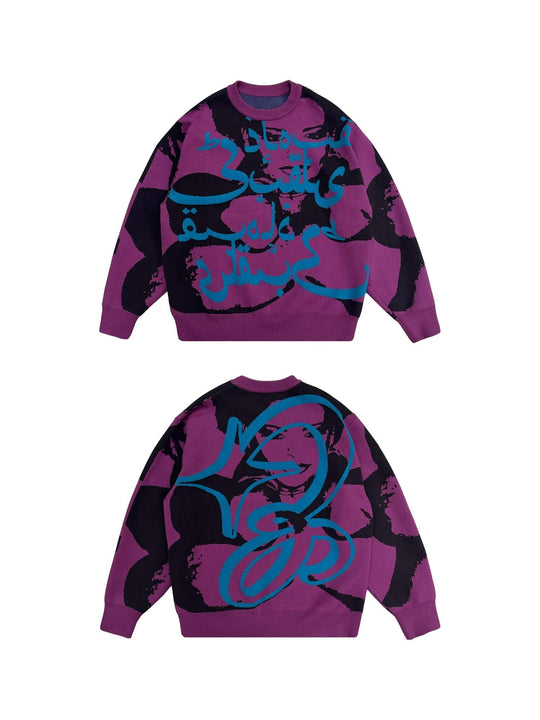 EVETS Purple Art Knit Sweater | Face 3 Face
