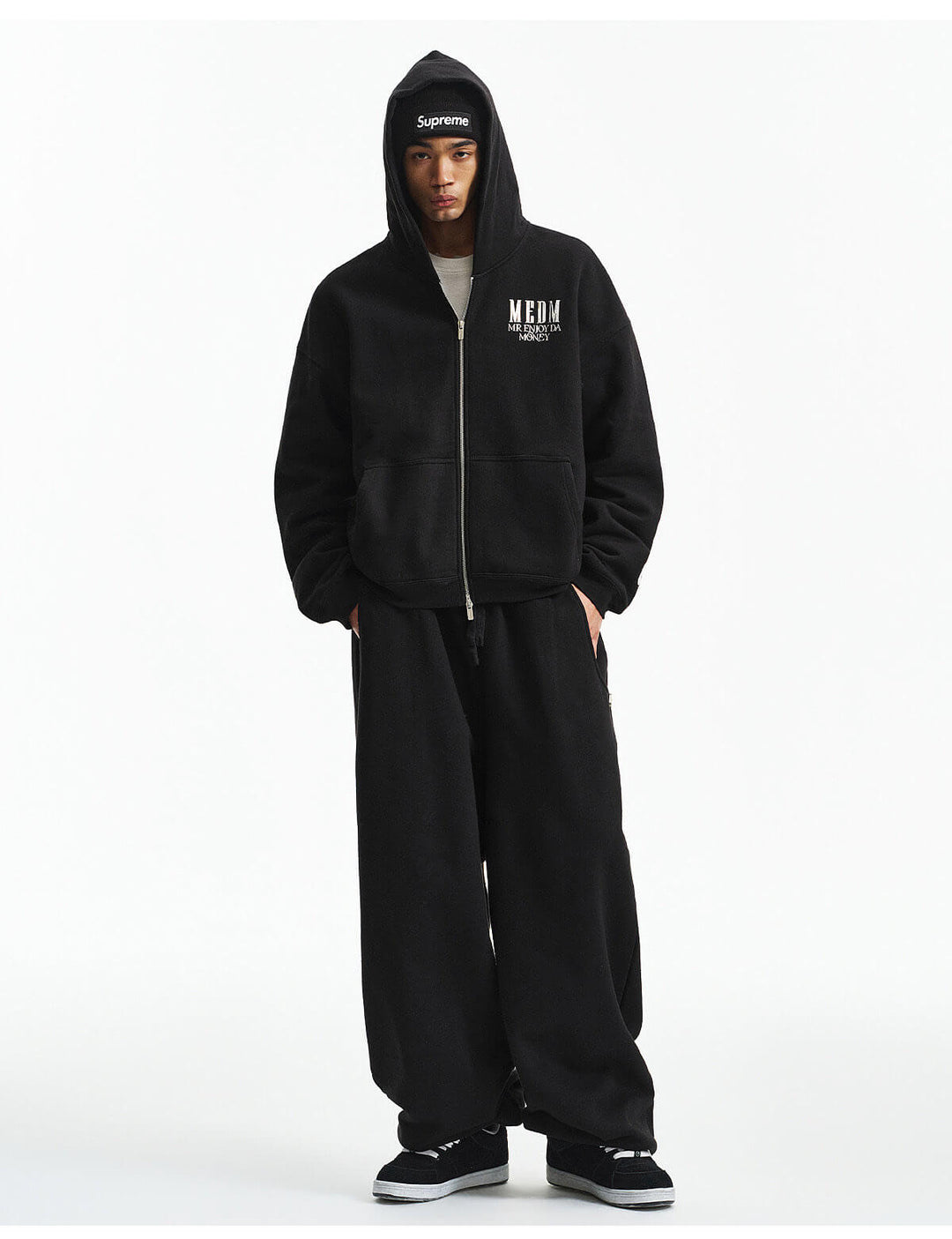 MEDM 3D Metallic Logo Zip Up Hoodie | Face 3 Face