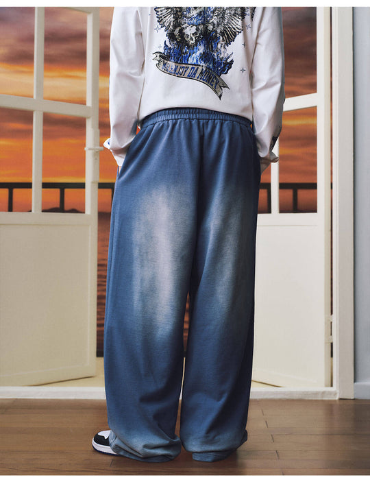 MEDM Skeleton Angel Graphic Print Washed Baggy Sweatpants | Face 3 Face