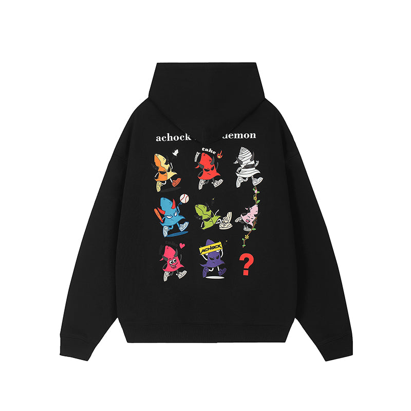 Little cute devil print hoodie Clearance