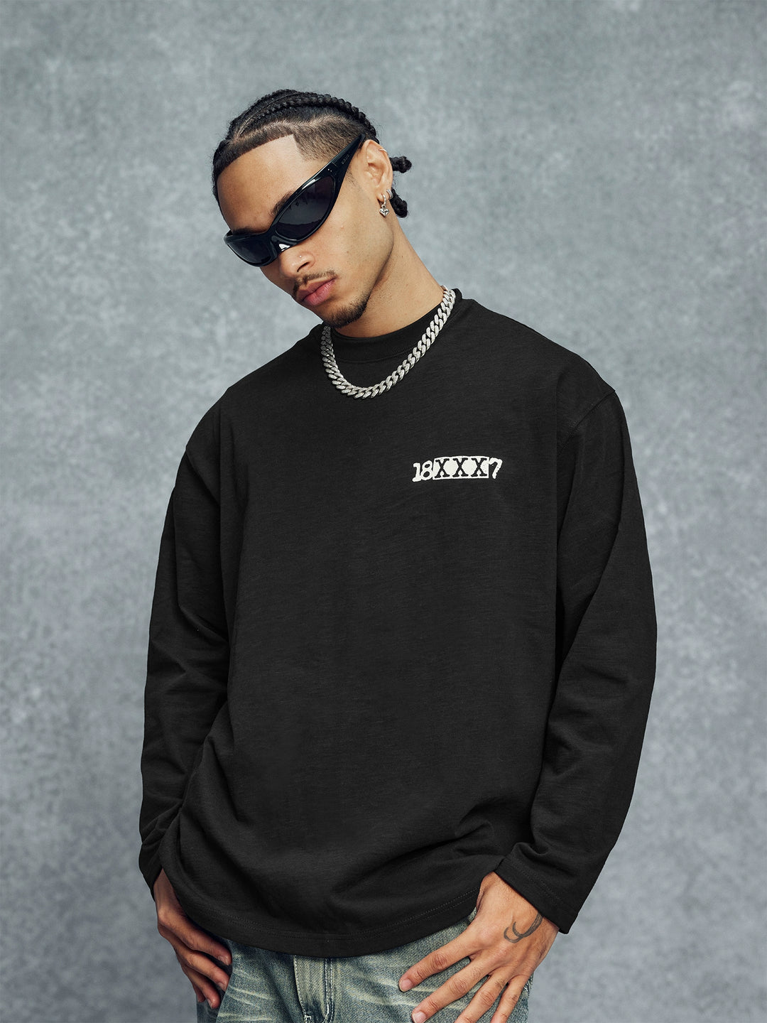 1807 18XXX7 Printed Basic Long Sleeve Tee | Face 3 Face