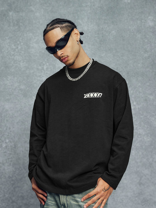 1807 18XXX7 Printed Basic Long Sleeve Tee | Face 3 Face