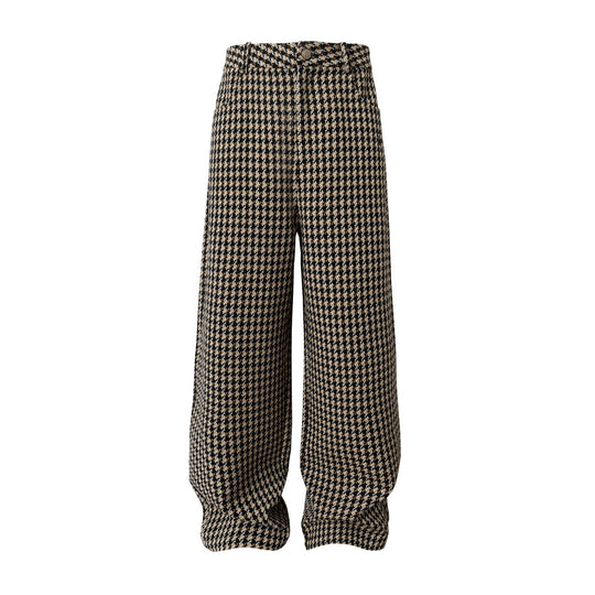 YADcrew Houndstooth Patchwork Leather Pants | Face 3 Face