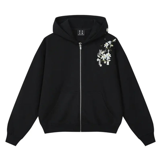 MEDM Rose Embroidered Zip Up Hoodie | Face 3 Face