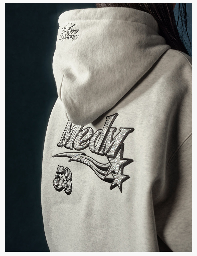 MEDM Rhinestone Star Logo Embroidered Hoodie | Face 3 Face