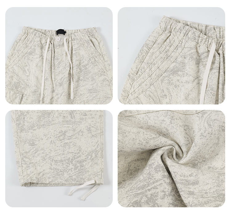 F3F Select Marble Print Drawstring Baggy Cargo Pants | Face 3 Face