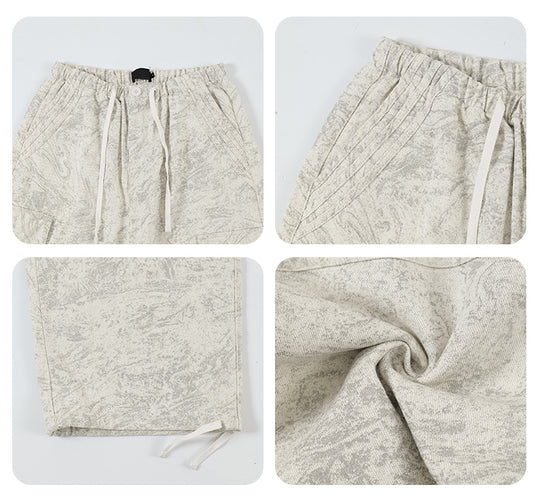 F3F Select Marble Print Drawstring Baggy Cargo Pants | Face 3 Face