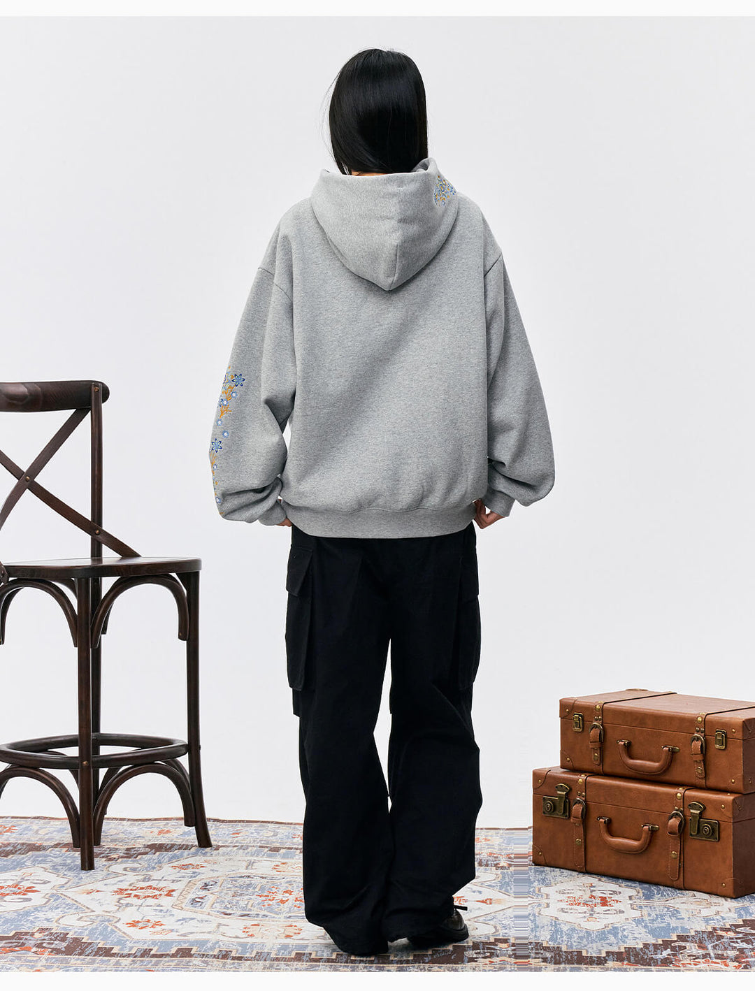 MEDM Ethnic Flower Embroidered Hoodie | Face 3 Face