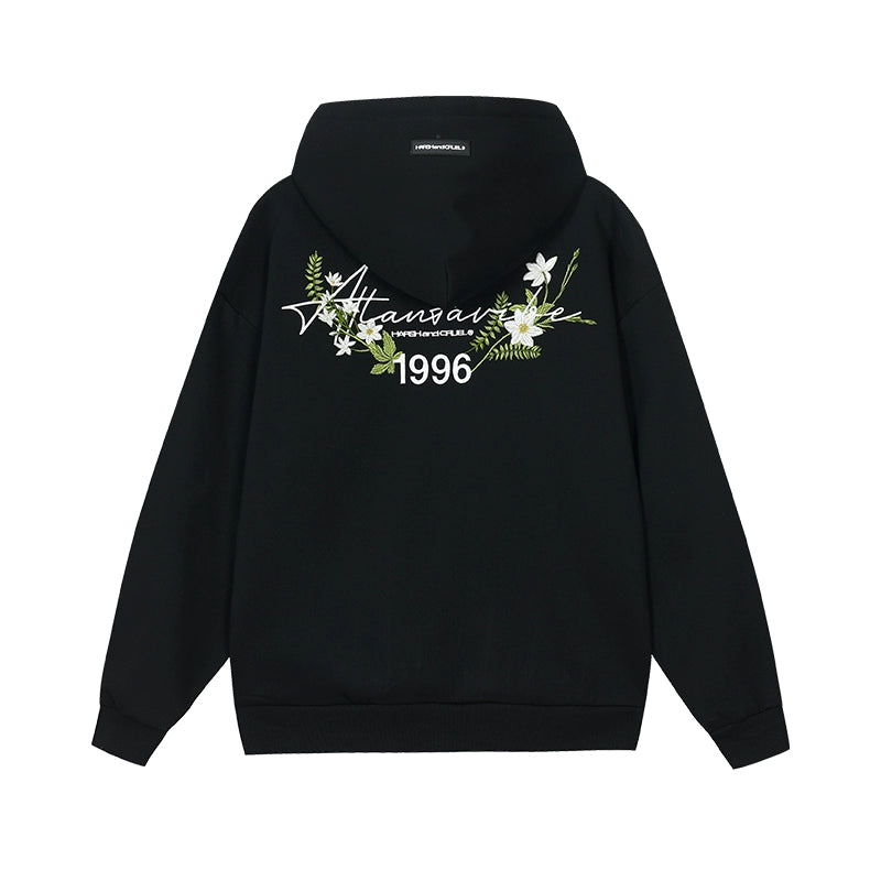 Harsh and Cruel Floral Wreath Embroidered Botanical Hoodie | Face 3 Face