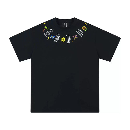 MEDM Butterfly Embroidered Neckline Tee | Face 3 Face