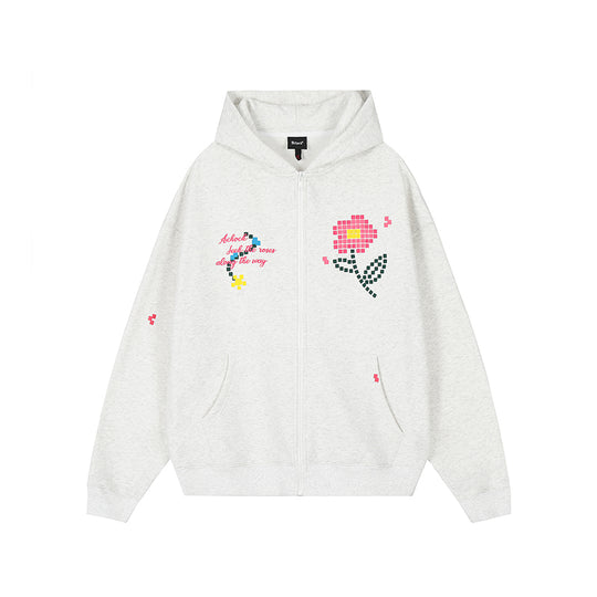 Achock Mosaic Flower Zipper Hoodie