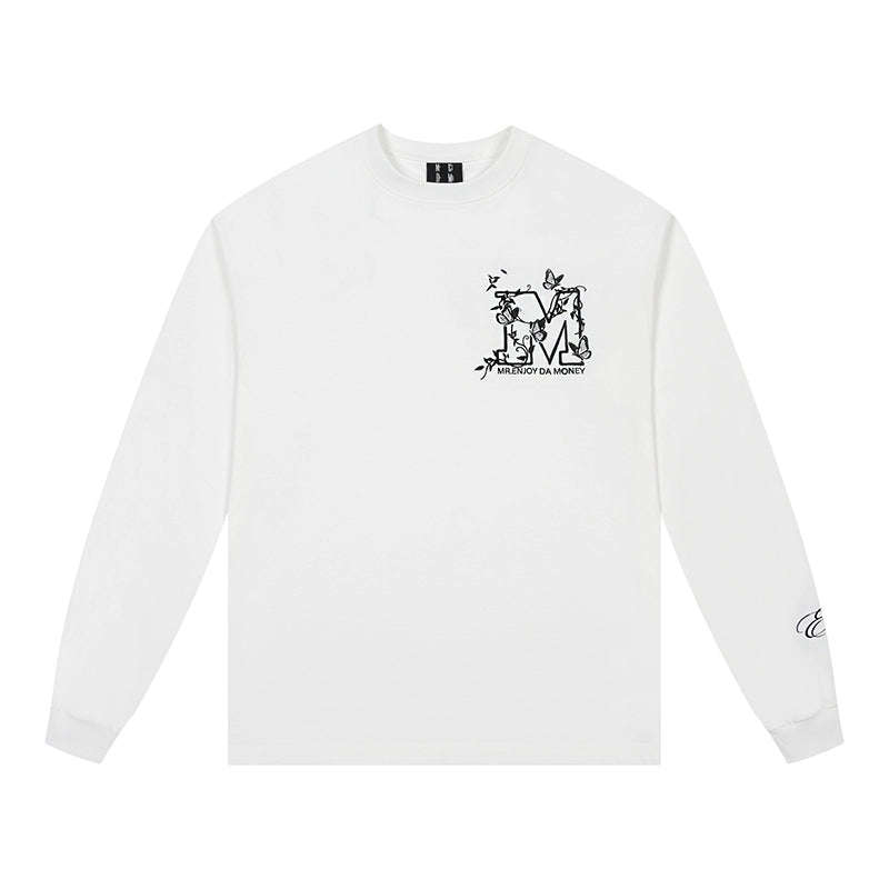 MEDM Big M Butterfly Vine Embroidered Long Sleeve Tee | Face 3 Face