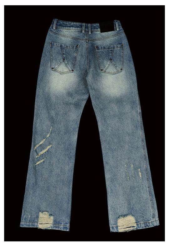 ANTIDOTE Destruction Scratches Washed Ice Blue Jeans | Face 3 Face